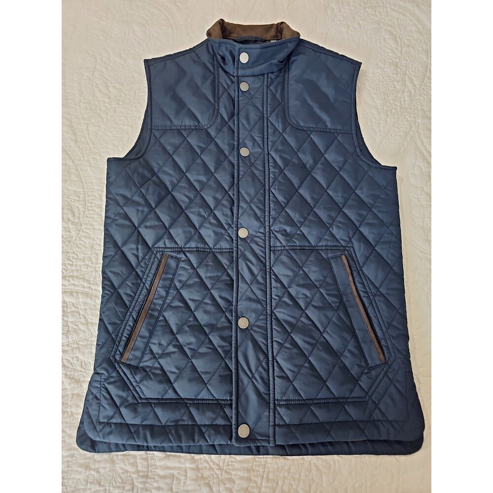 ORVIS Quilted Blue Vest Jacket Size S Full Zip Insulated Men's Hiking Fishing